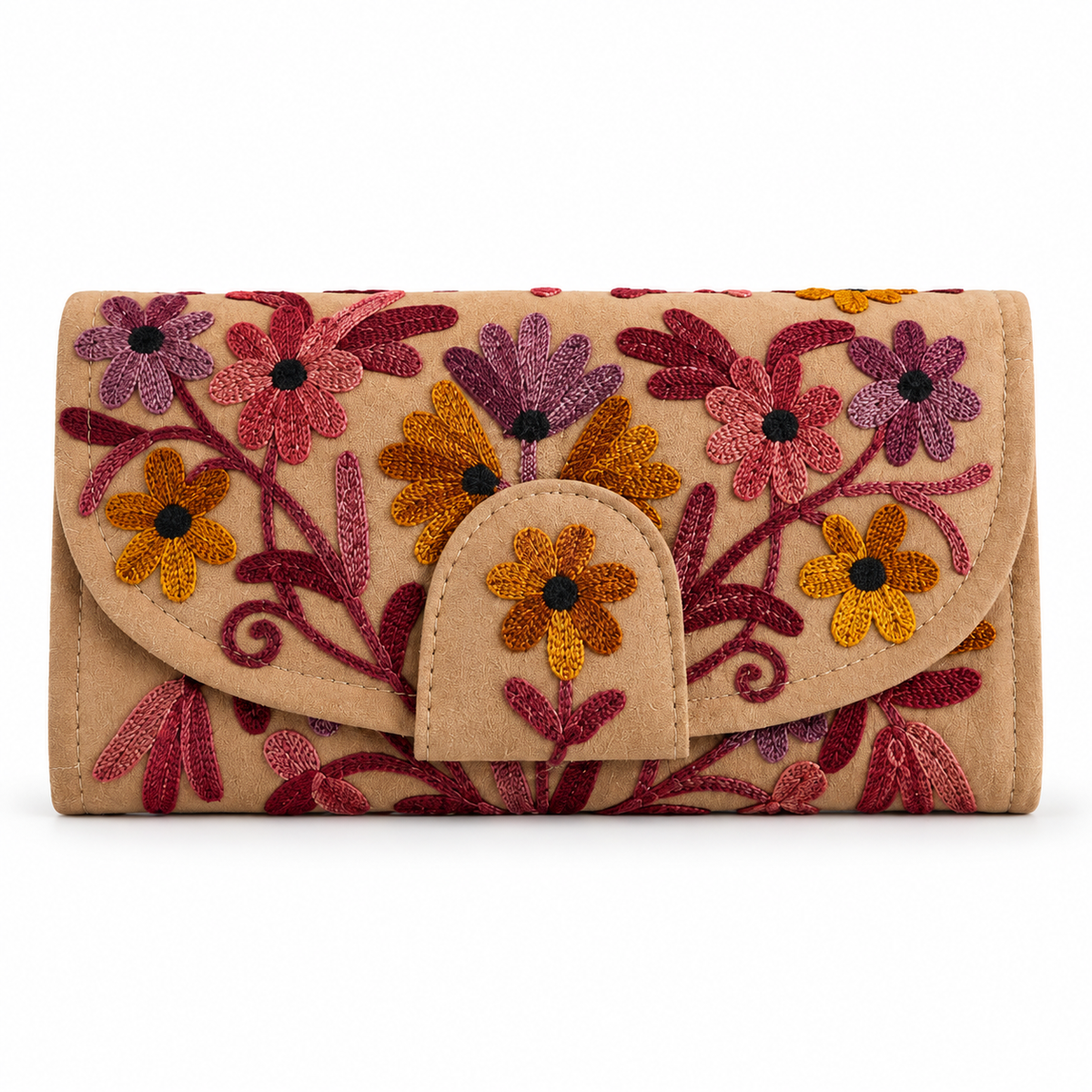 Hand Embroidered Suede Clutch Wallet