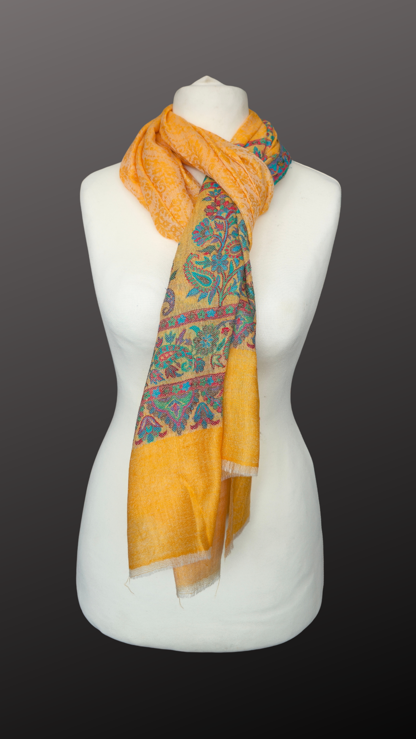 Mustard Paisley Soft Stole-Soft Lightweight Women's Wrap (70 × 200 cm)