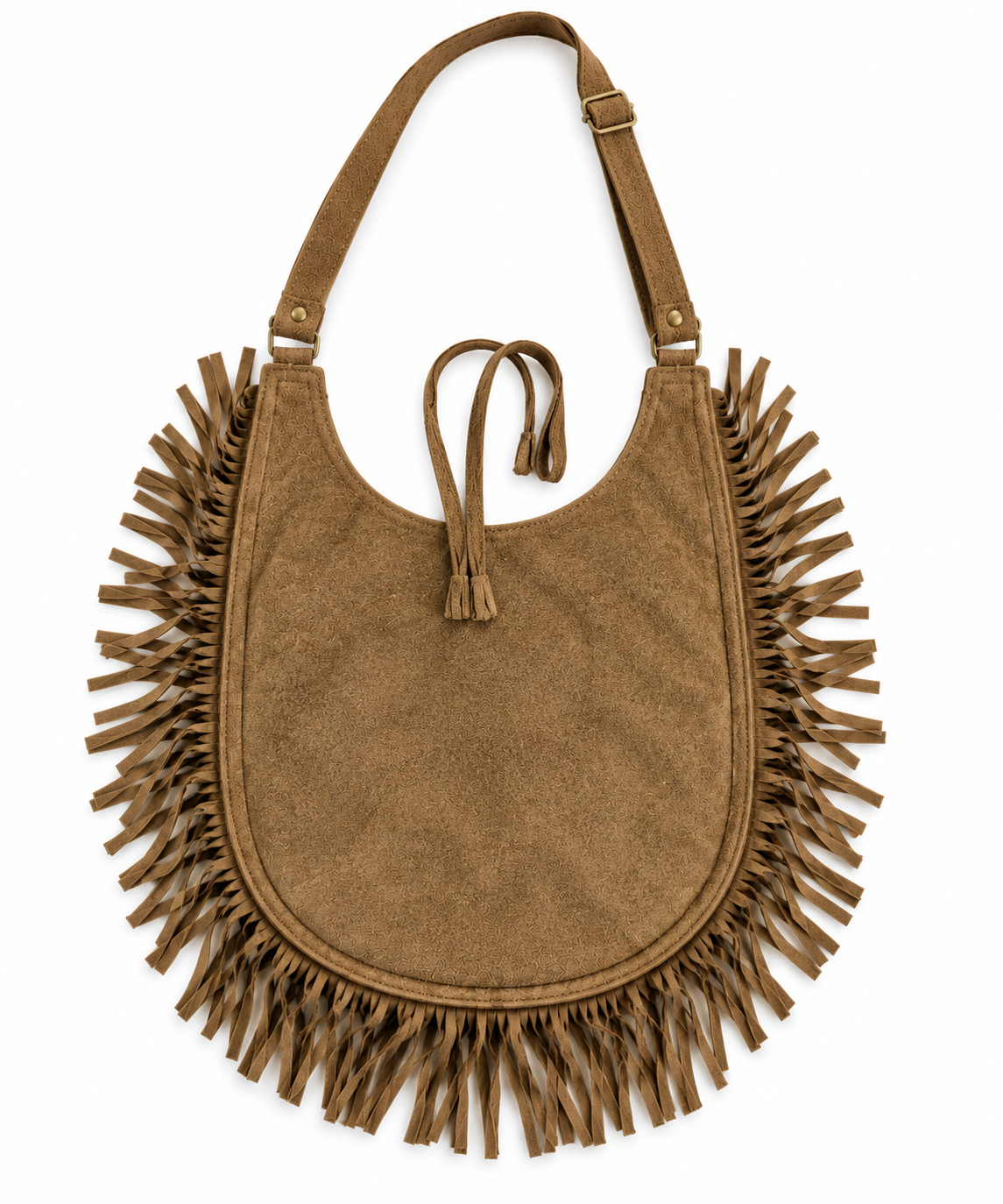 Hand Embroidered Suede Fringe Shoulder Bag – Boho Western Crossbody Purse